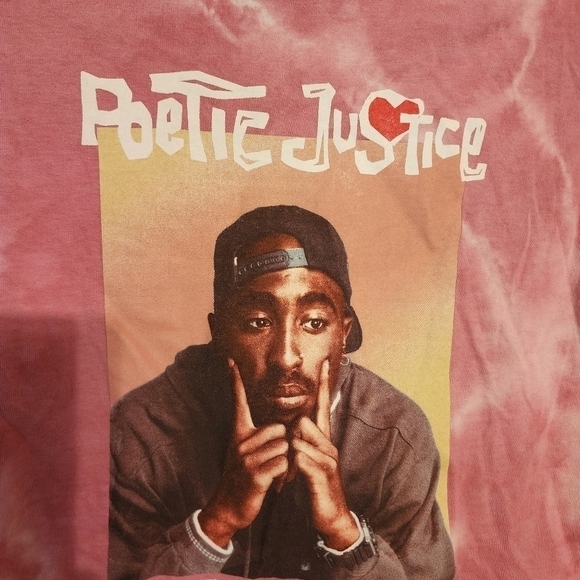 Poetic Justice Tupac Cropped Pink Tie Dye Short Sleeve Tee Sz M -spot upper back - Picture 7 of 8